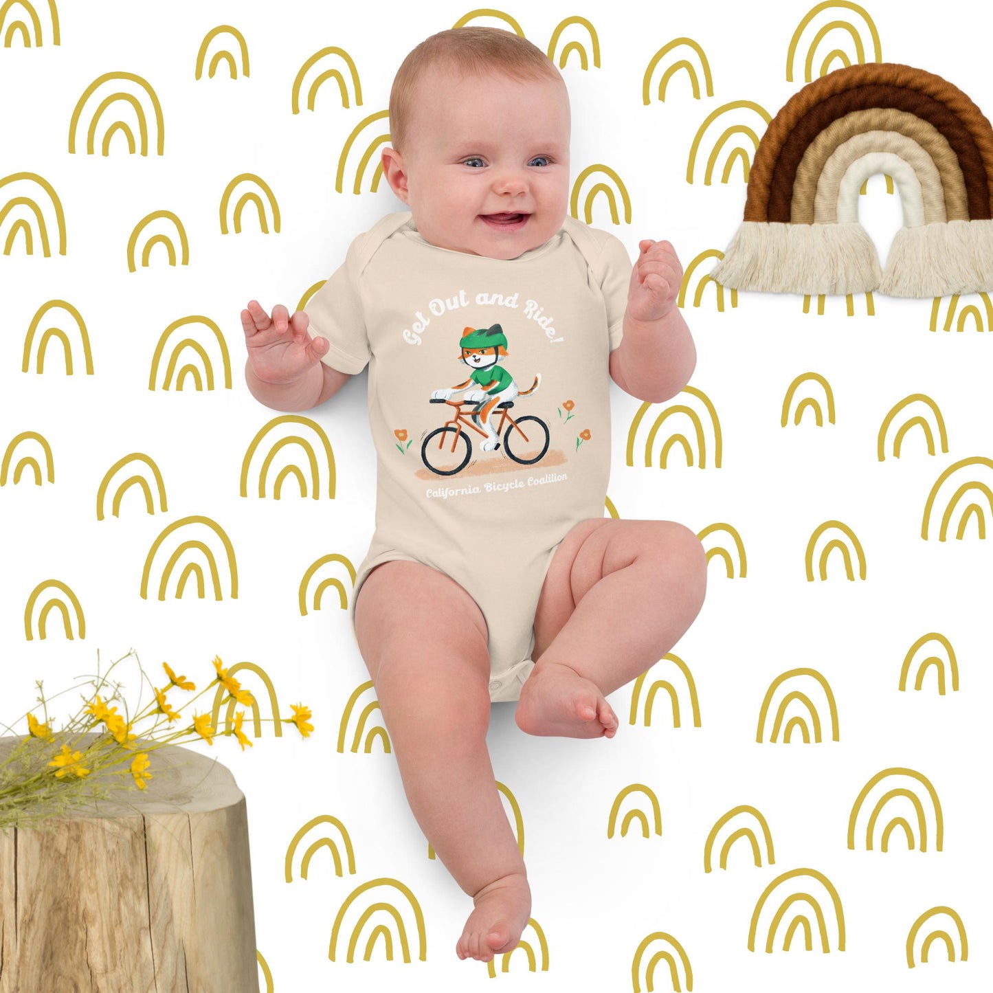 Cal the Cat baby Organic cotton bodysuit